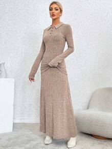 SHEIN Essnce 女士肋條領t恤和裙子套裝