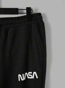 EURMUSE Conjunto de sudadera y pantalones de chándal con estampado de letras y bloques de color para hombre - Multicolor - Ver 5
