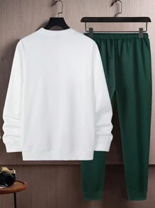 Manfinity Homme Men Slogan Graphic Sweatshirt & Sweatpants - Multicolor - View 2