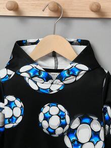 SHEIN 小男孩足球印花卫衣 - 黑與白 - 查看 3