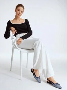 MOTF PREMIUM GIÀY ĐI NGHỈ DẠO CÓ LẦN SLINGBACK, CHO MÙA HÈ GIÁNG SINH THU NĂM MỚI, GIÀY MÙA XUÂN - Màu xanh lam - Xem 11