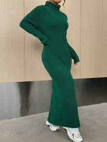 SHEIN EZwear 女性毛衣連身裙 - 墨綠色 - 查看 4