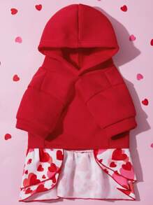 PETSIN 1pc Valentine's Day Heart Printed Red Pet Dress - Multicolor - View 2