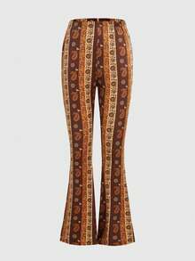 ROMWE Hippie Ladies' Fleece Paisley Print Pants - Orange - View 6