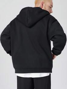 ROMWE MEN Goth 男士簡約風拉鍊運動衫 - 黑色 - 查看 2