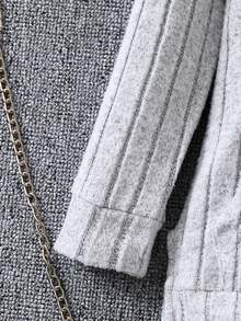 SHEIN Little Girls' Simple And Comfortable Casual Two-piece Set For Autumn And Winter - Grey - View 6