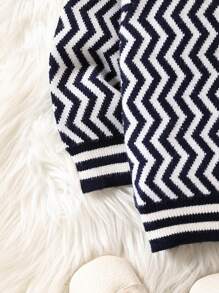 Baby Boys' Z-shaped Pattern Bear Patch Cardigan With Front Snap, Gray