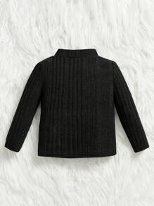 Baby Boy Letter Patched Mock Neck Tee - Black - View 2