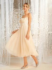 SheIn Belle Quý cô Đúng mốt Cao gót Giường đơn Giày dép Với Tuyệt đẹp Đồ trang trí Rhinestone Đối với Bốn Ngoài trời Mặc - Rượu sâm banh - Xem 6