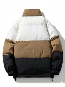 冬季厚保暖男士夾克,時尚百搭的棉衣 - 米色 - 查看 2