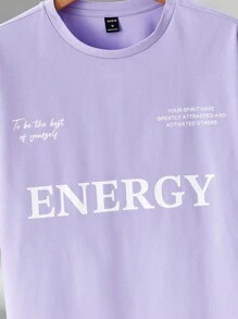 SWAVVY 1 Miếng Lỏng lẻo Dệt kim Giải trí In Áo thun - Màu tím - Xem 7