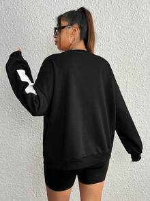 SHEIN EZwear 女性大尺碼運動衫 - 黑色 - 查看 2