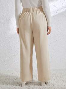 SHEIN Essnce Plus Size Solid Color Corduroy Pants - Apricot - View 2