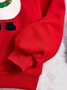 SHEIN EZwear 女士加大號聖誕印花運動衫 - 紅色 - 查看 7