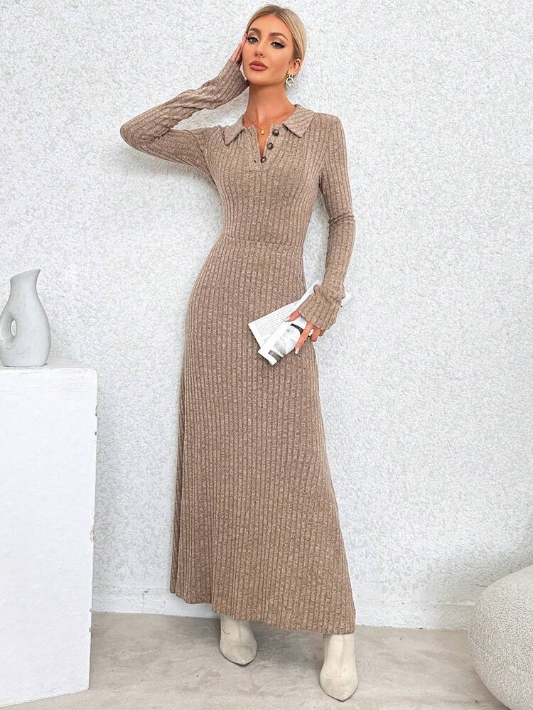 Women's Ribbed Collar T-shirt And Skirt Set