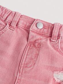 SHEIN Young Girl Ripped Jeans - Pink - View 4