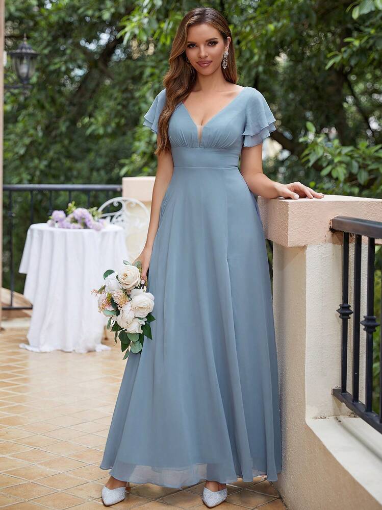 harwin bridesmaid dresses Chicsew Mismatched Dusty Blue Satin Long Bridesmaid Dresses Sexy Side Split Mermaid / Mix and Match Bridesmaid dresses, Dusty-Blue / B