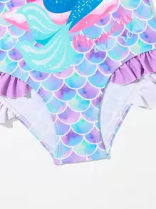 Young Girl Long Sleeve One-Piece Swimwear With Swim Cap, Suitable For Beach, Pool, And Indoor Swimming - Multicolor - View 5