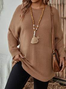 SHEIN LUNE 大碼女式蝙蝠袖長款毛衣