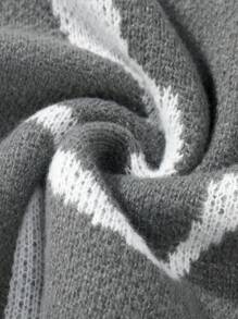 Manfinity Roghcode Men's Patterned Drop Shoulder Sweater - Dark Grey - View 5