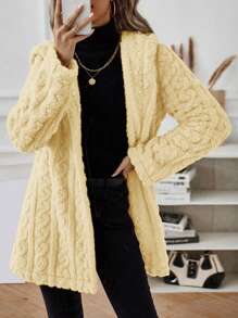 SHEIN LUNE Chaqueta Amarilla Regular Con Capucha Para Mujer - Amarillo - Ver 5