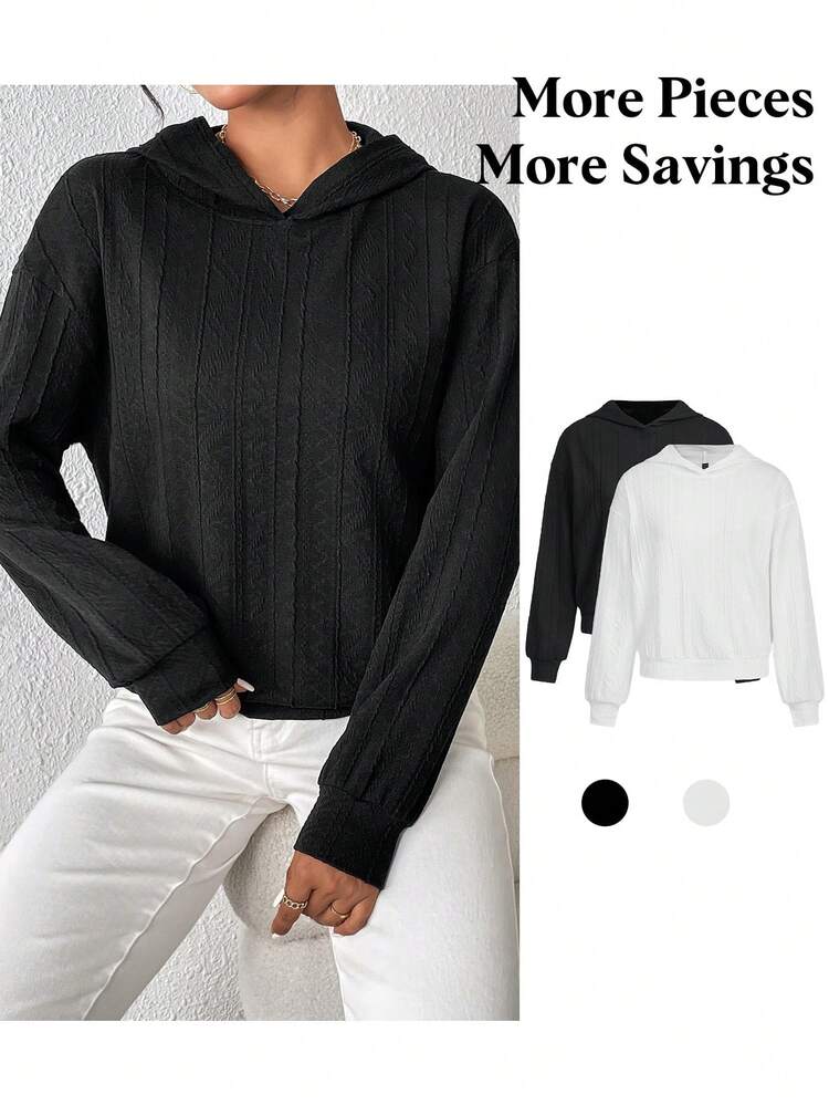1pc Solid Drop Shoulder Hoodie