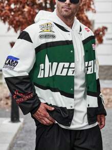 Manfinity Hypemode 男士大尺寸字母印花拼色夾克 - 彩色 - 查看 4