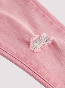 SHEIN Young Girl Ripped Jeans - Pink - View 3