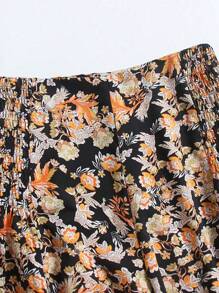 SHEIN Clasi 1 Quần Cỡ Cao Quần Ống Rộng Họa Tiết Hoa Ditsy - Nhiều màu - Xem 3