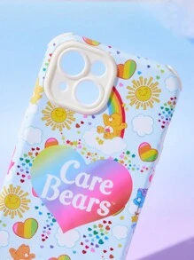ROMWE X Care Bears Printed Dual Layer Phone Case With Tempered Glass Screen Protector (Compatible With Iphone) - Multicolor - View 4