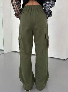 Dazy Star Của phụ nữ Eo dây rút Túi có nắp Quần - xanh quân đội - Xem 2