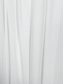 SHEIN LUNE Ladies' Plain Color Simple Concise Shirt With Notched V Neckline And Patchwork - White - View 6