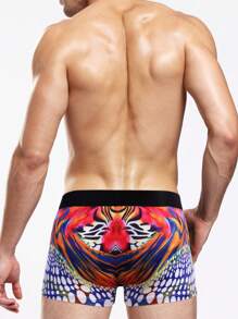 Men Geo & Wolf Print Boxer Brief