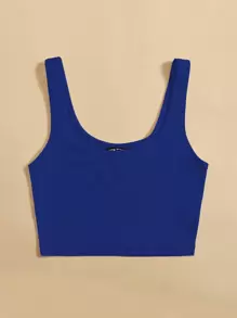 SHEIN Unity Women's Solid Color Cropped Tank Top For Summer - Blue - View 3