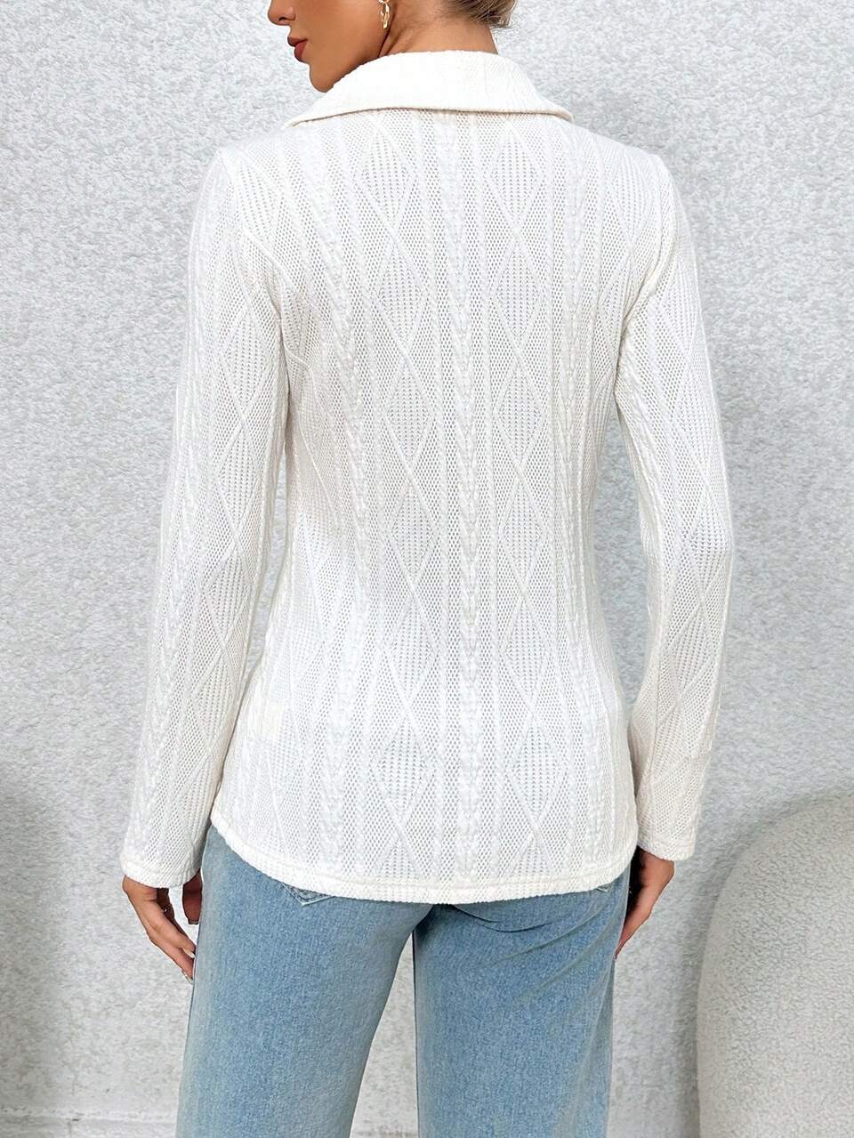 Cable Knitted Jacquard T-shirt