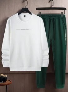 Manfinity Homme Men Slogan Graphic Sweatshirt & Sweatpants - Multicolor - View 4