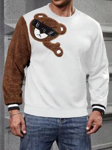Manfinity Homme Men Plus Size Cartoon Bear Pattern Long Sleeve Pullover Sweatshirt - Multicolor - View 3