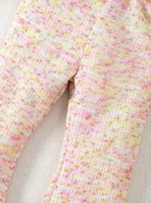 3pcs/Set Baby Girls' Elegant & Chic Gradient Knit Outfit For Autumn/Winter - Pink - View 7