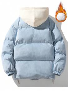 Men's Winter 2 In 1 Hooded Warm -Padded Coat, Warming - Blue - View 2