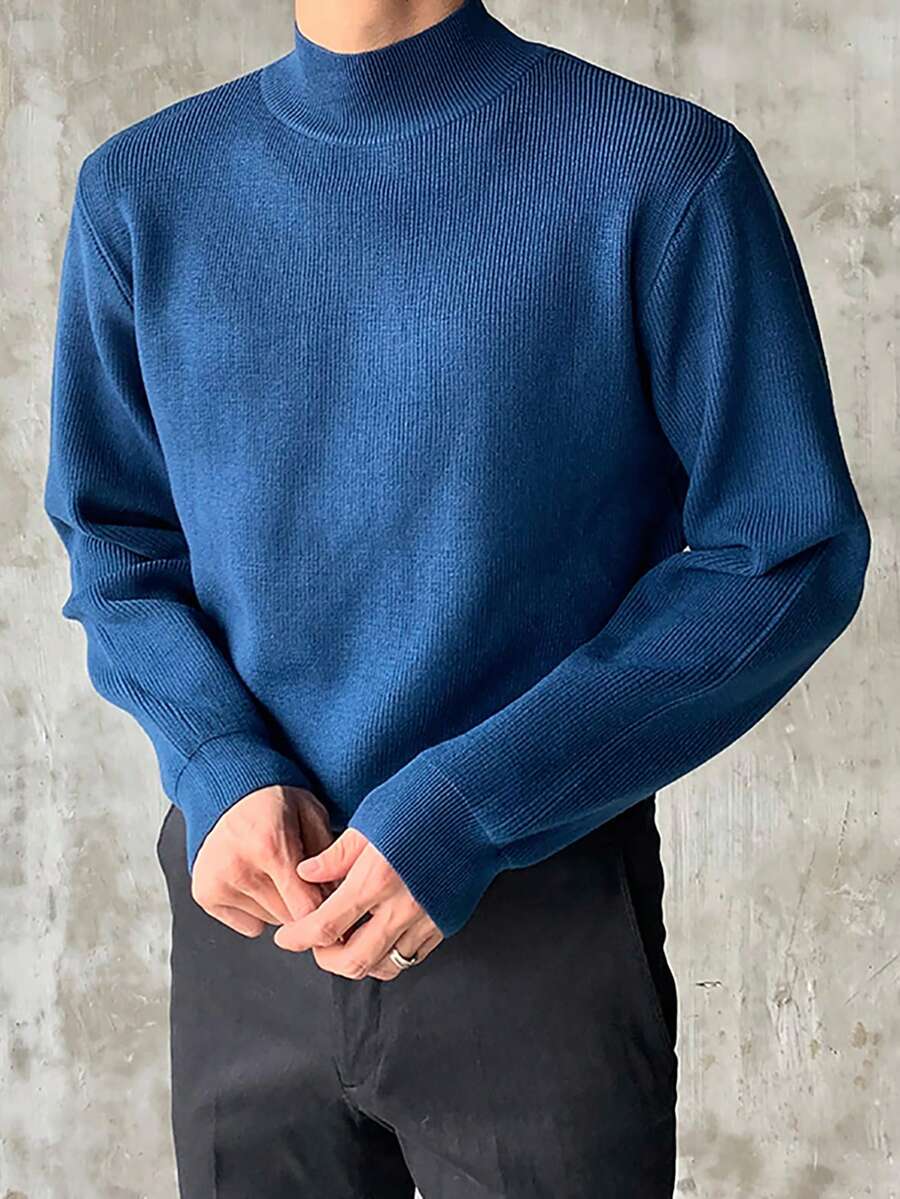 男士休閒時尚毛衣 - 藍色 - 查看 1