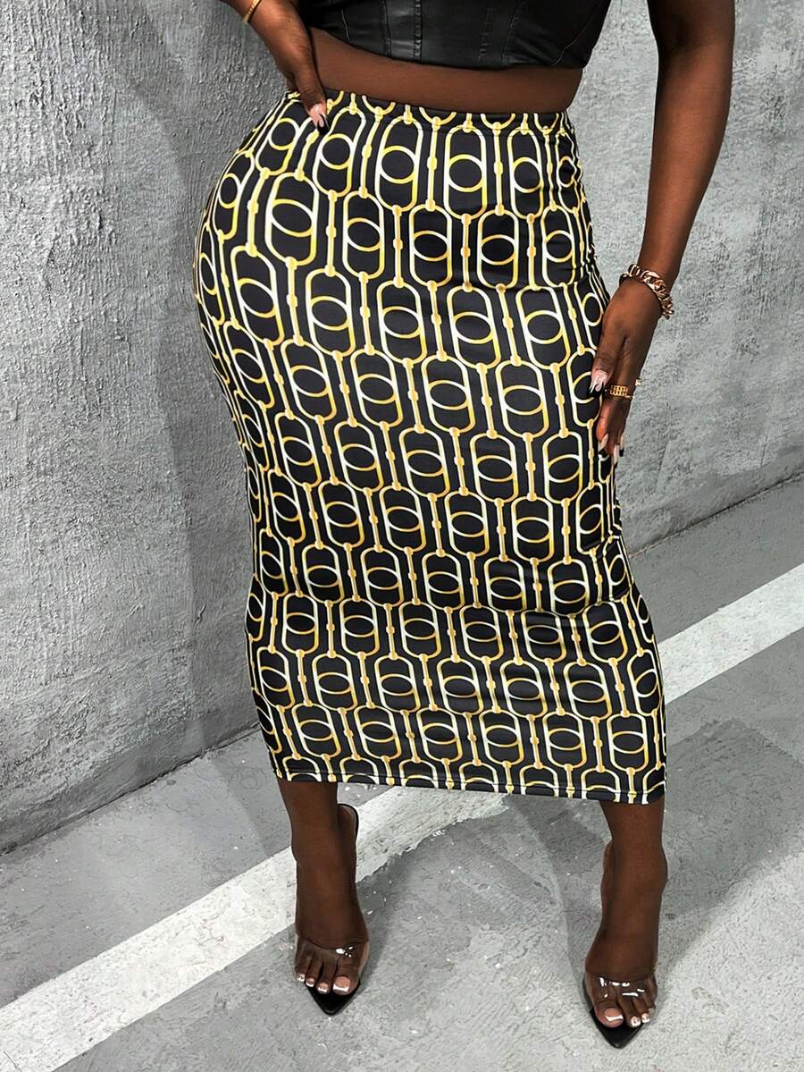 Slaydiva 夏季时尚印花铅笔裙 - 彩色 - 查看 1