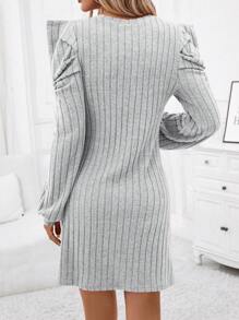 SHEIN Clasi 女士泡泡袖肋編針織連衣裙