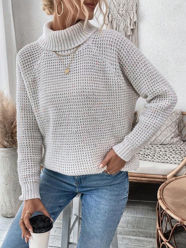 SHEIN Essnce Pull ?? Col Roul?� De Couleur Unie | Mode en ligne | SHEIN FRANCE