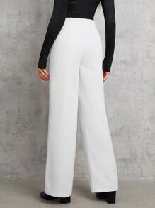 SHEIN Tall 高腰寬管褲 - 白色 - 查看 2