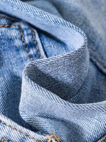 SHEIN Young Boy Casual Mid-Rise Irregularly Cut Distressed Jeans - Medium Wash - View 5