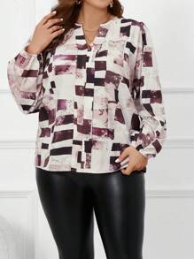 SHEIN Clasi Kích thước lớn Tay áo lồng đèn Áo Với - Nhiều màu - Xem 3