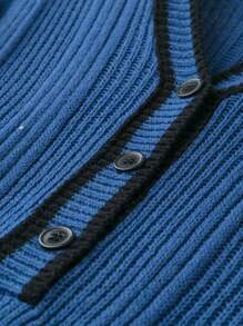 SHEIN LUNE 大碼拼接邊毛衣洋裝 - 藍色 - 查看 4