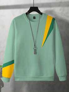 Aesthetic Post--Men's Color Block Fleece Sweatshirt - Multicolor - View 6