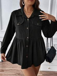 SHEIN Franclia 大碼外套 - 黑色 - 查看 3