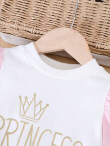 SHEIN Bé gái Thục nữ
淑女 Công chúa In thư Dài Áo thun , 2 cái/bộ Đối với Mùa thu Và Mùa Đông - Nhiều màu - Xem 8